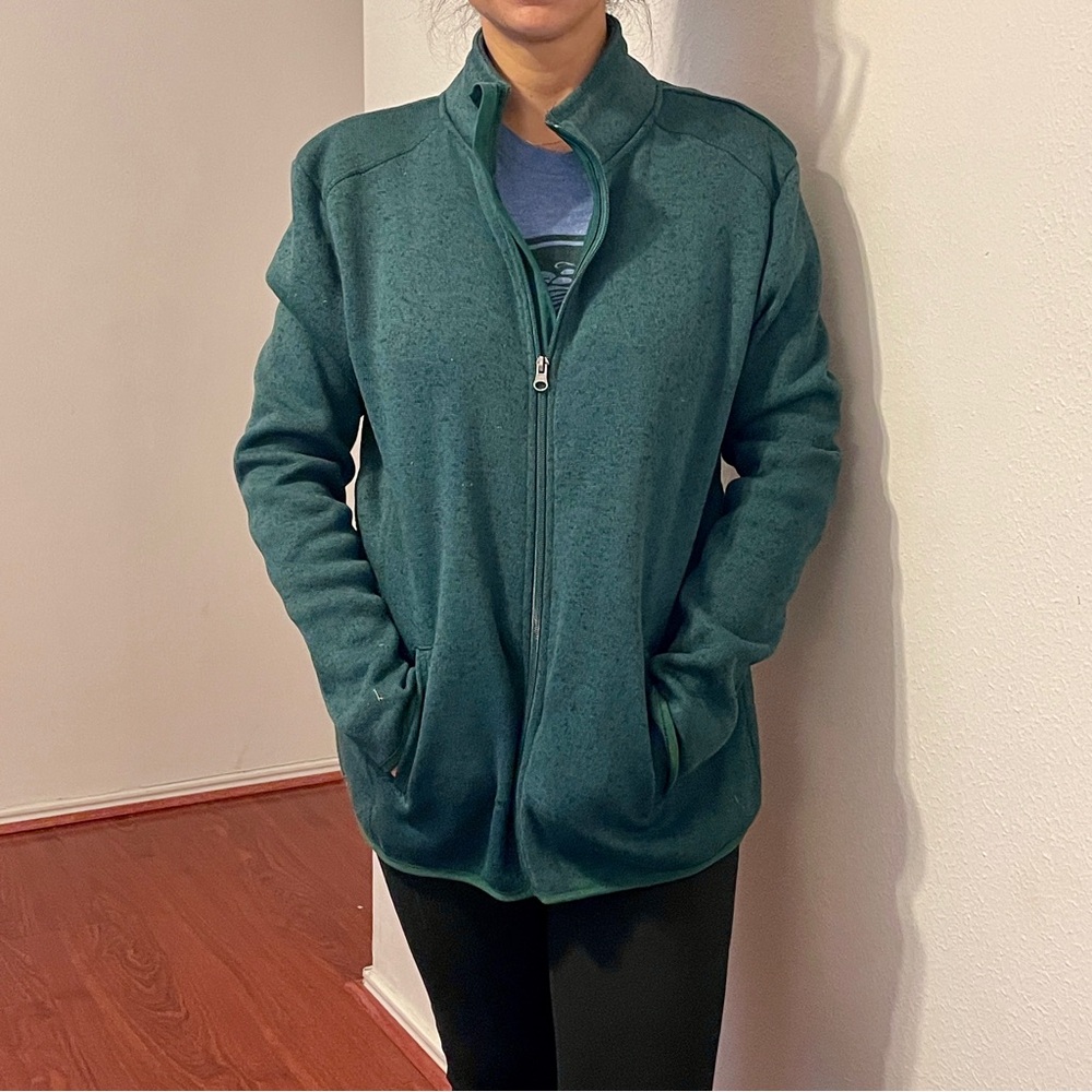Green full-zip sweater